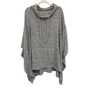 Coldwater Creek Poncho Sweater Plus Size 1X/2X Cowl Neck Pullover Gray Cozy Knit